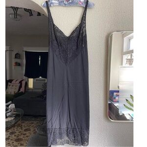 Vanity Fair Charcoal Lace Trim Chemise